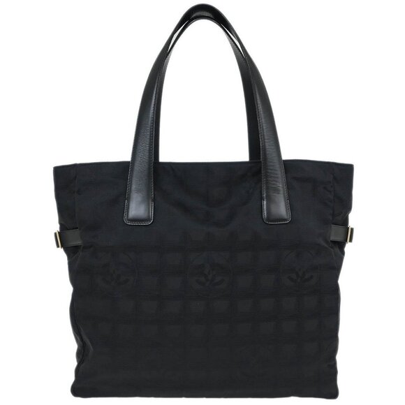 Chanel Black Jacquard Nylon Travel Line Tote Handbag 115946 - Picture 1 of 10